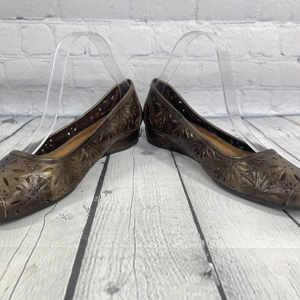 Nurture Flat Size 9.5 M Gold Rustic Comfort Cushioned Ballet Slip On Shoes - Picture 3 of 12